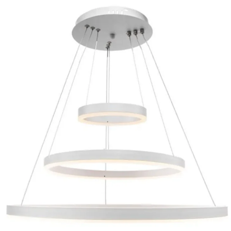 Závesný LED luster s diaľkovým ovládaním SERENA 85W, 60cm, 3 kruhy, studené/teplé/neutrálne svetlo, stmievateľné, biely, výškovo nastaviteľný LED luster s diaľkovým ovládaním Predvolený názov Alessandro Design
