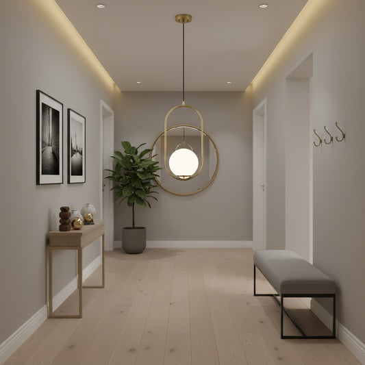 Lustra LOFT Gallery Modern, 1x E27, Alb Auriu, Metal, Inaltime Reglabila Lustre Moderne Default Title Alessandro Design