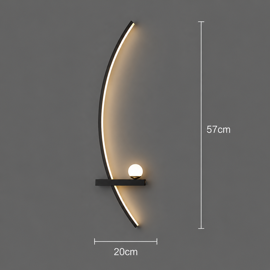 Aplica LED Decorativa GDANSK, 20W, 57x20cm, Lumina Calda / Neutra/ Rece, Negru, Metal si Acril