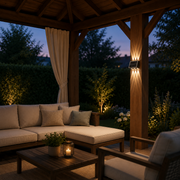 Vonkajšie nástenné LED svietidlo Solaris, 6 svetelných zdrojov, teplé svetlo, čierna