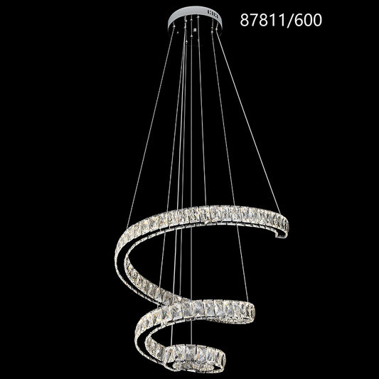 Candelabru LED cu Telecomanda, TWIST, 108W, Diametru 60 cm, Inaltime 120 cm, Lumina Rece/Neutra/Calda, Dimabila, Crom, Cristal, Otel Lustre LED cu Telecomanda Default Title Alessandro Design