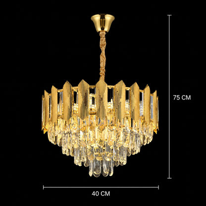 Krištáľový luster BUCKINGHAM Nobile 5xE14, Priemer 40cm, Lesklý zlatý, Nastaviteľná výška