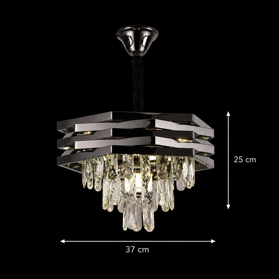 Candelabru Cristal HEXA Ø37cm 5xE14 Negru