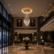 LED krištáľový luster 80W AUGUSTA Gold, priemer 50 cm, výška 200 cm, model rebríka