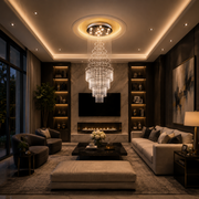 LED krištáľový luster 80W AUGUSTA Gold, priemer 50 cm, výška 200 cm, model rebríka