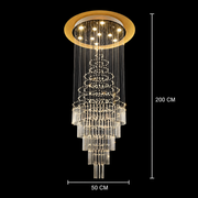 LED krištáľový luster 80W AUGUSTA Gold, priemer 50 cm, výška 200 cm, model rebríka