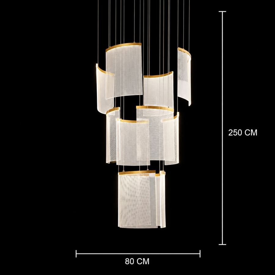 Alduino Crystal LED luster Zlatý priemer 80cm Gold Nastaviteľná výška