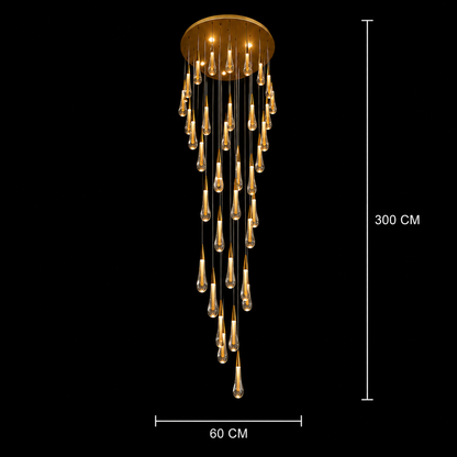 Závesný krištáľový LED luster, Justinian, priemer 60 cm, nastaviteľná výška, zlato, kov a krištáľ