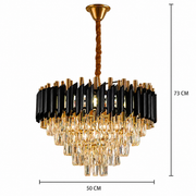 Krištáľový luster VERSAILLES Eleganza 8x E14, Priemer 50cm, Čierny, Lesklý zlatý, Nastaviteľná výška