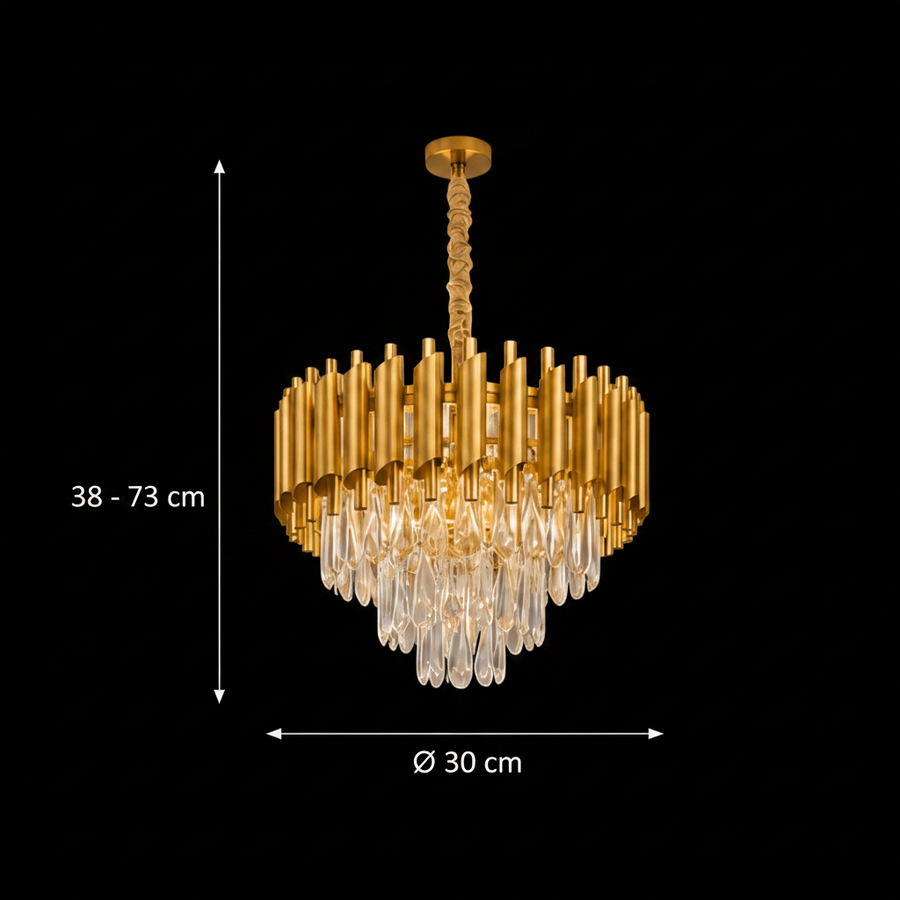 Crystal Luster Versailles Noble 5XE14, priemer 40 cm, zlato, nastaviteľná výška