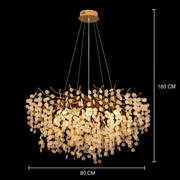 Serenádový krištáľový luster WALTZ, 9xG9, zlatý, 80 cm, nastaviteľná výška