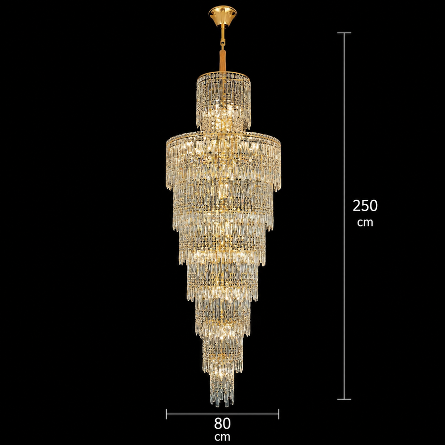 Candelabru Cristal FALL Regalis, 29xE14, D80 cm, Auriu, Metal si Cristal