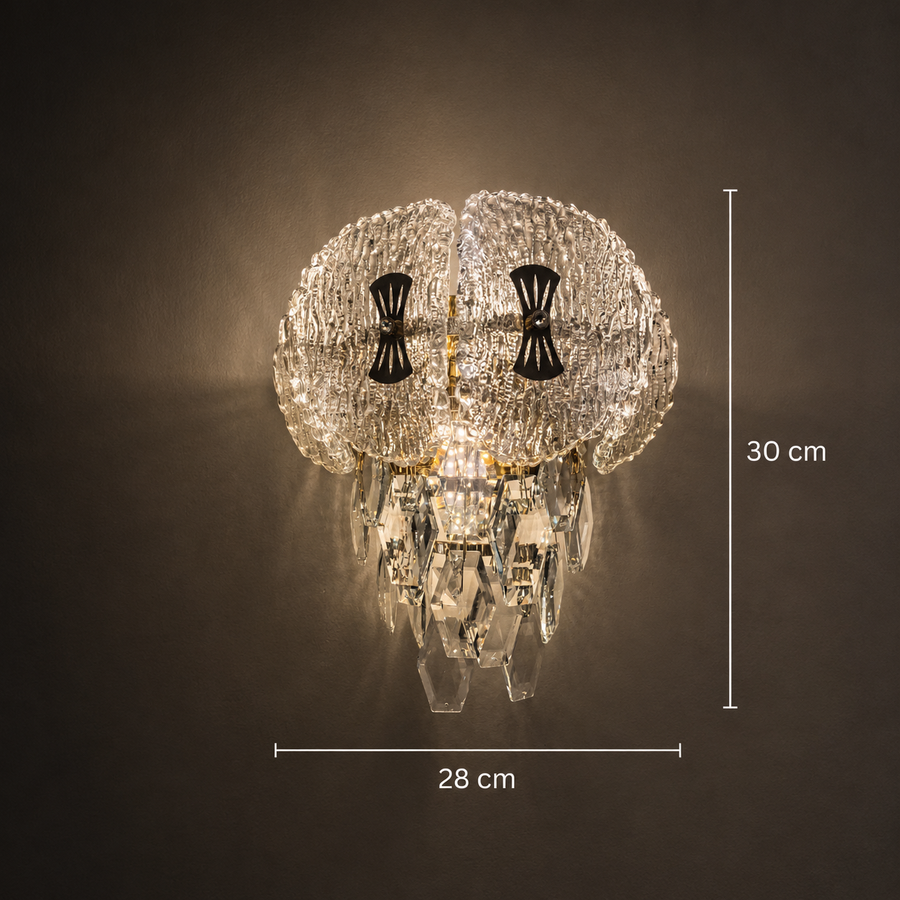 Aplica Cristal DONNO, 3xE14, Metal si Cristal, Auriu