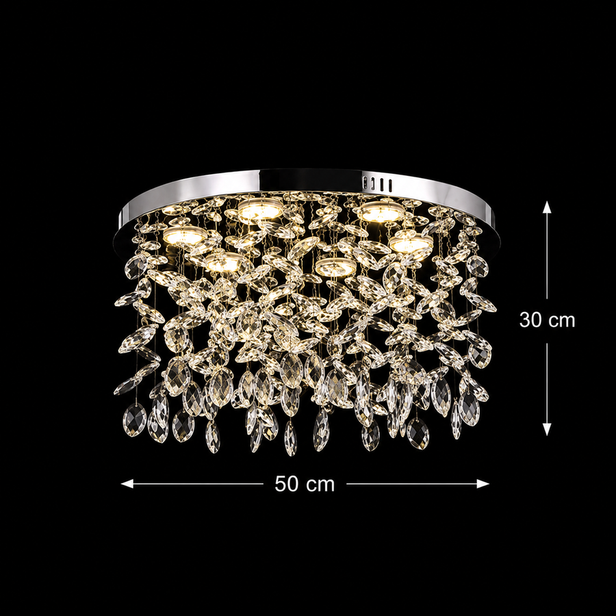 Krištáľový LED luster LLC210/550CH okrúhly, 30W, studené/teplé/neutrálne svetlo, krištáľ, lesklý chróm