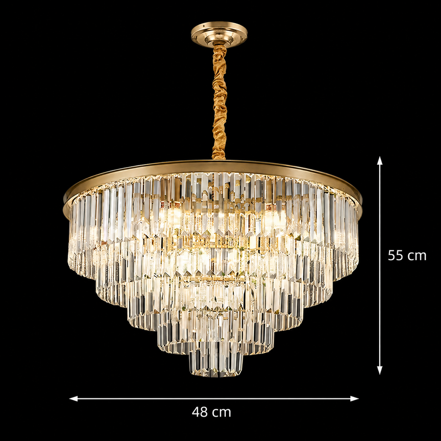 Candelabru Cristal CHAMBORD Eleganza 8xE14, Diametru 48cm, Auriu Mat Candelabre Cristal Default Title Alessandro Design