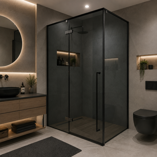 Paravan duș Walk-In 80x100x195cm, Sticlă securizată 8 mm, Profil metalic rezistent, Gri