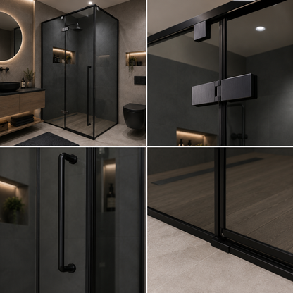Paravan duș Walk-In 90x90x195cm, Sticlă securizată 8 mm, Profil metalic rezistent, Gri