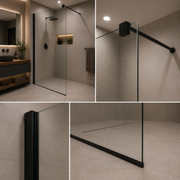 Paravan duș Walk-In 80x195cm, Sticlă securizată 8 mm, Profil metalic rezistent, Negru
