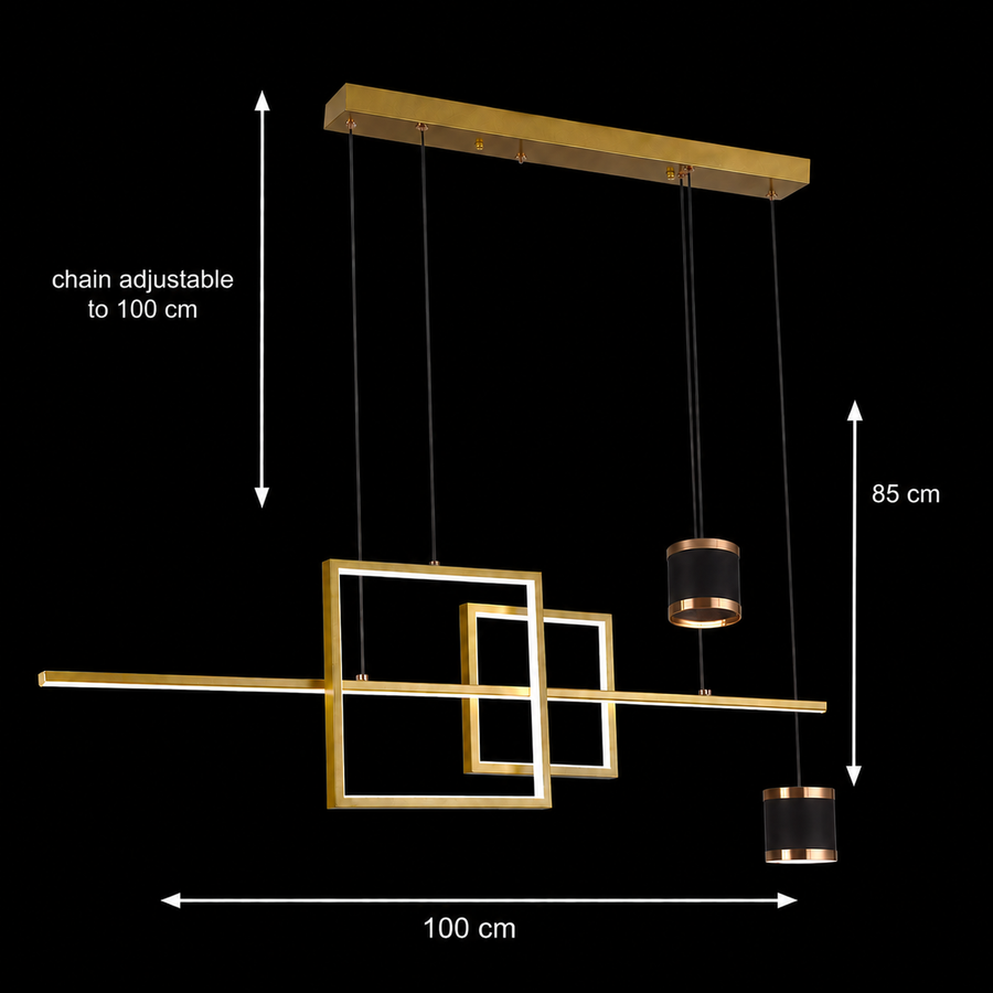 Lustra LED suspendata cu telecomanda DENISSE 81W, lumina Rece/Calda/Neutra, Dimabila, Auriu, Inaltime Reglabila, 2233/4GD Lustre LED cu Telecomanda Default Title Alessandro Design