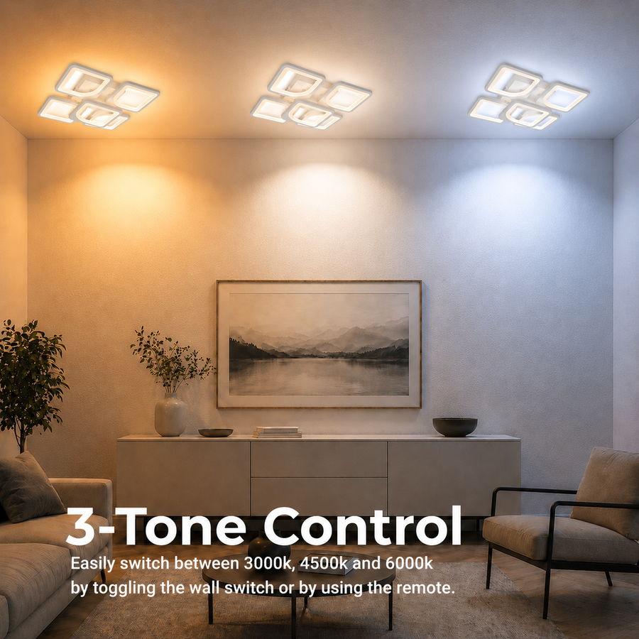 Lustra LED cu telecomanda ZOE 70W, 5 Patrate, lumina Rece/Calda/Neutra, Dimabila, Alb Lustre LED cu Telecomanda Default Title Alessandro Design
