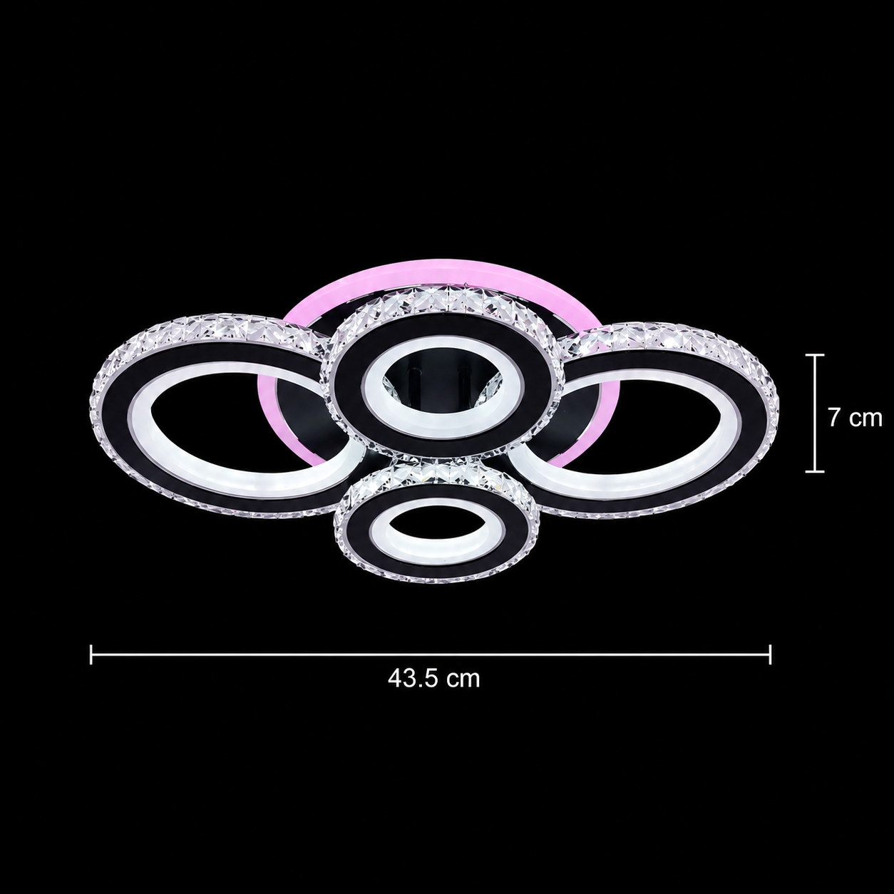 Lustra LED cu telecomanda si cristal NOVA ROTONDA RGB 82W, 4 Cercuri, lumina Rece/Calda/Neutra, Dimabila, Negru Lustre LED cu Telecomanda Default Title Alessandro Design