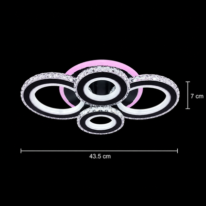 Lustra LED cu telecomanda si cristal NOVA ROTONDA RGB 82W, 4 Cercuri, lumina Rece/Calda/Neutra, Dimabila, Negru Lustre LED cu Telecomanda Default Title Alessandro Design