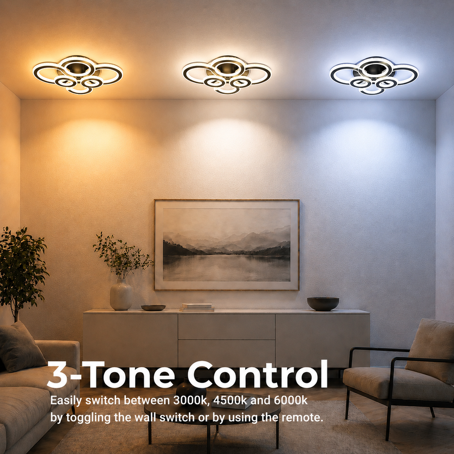Lustra LED cu telecomanda BETTY 127W, 8 Cercuri, lumina Rece/Calda/Neutra, Dimabila, Negru Lustre LED cu Telecomanda Default Title Alessandro Design