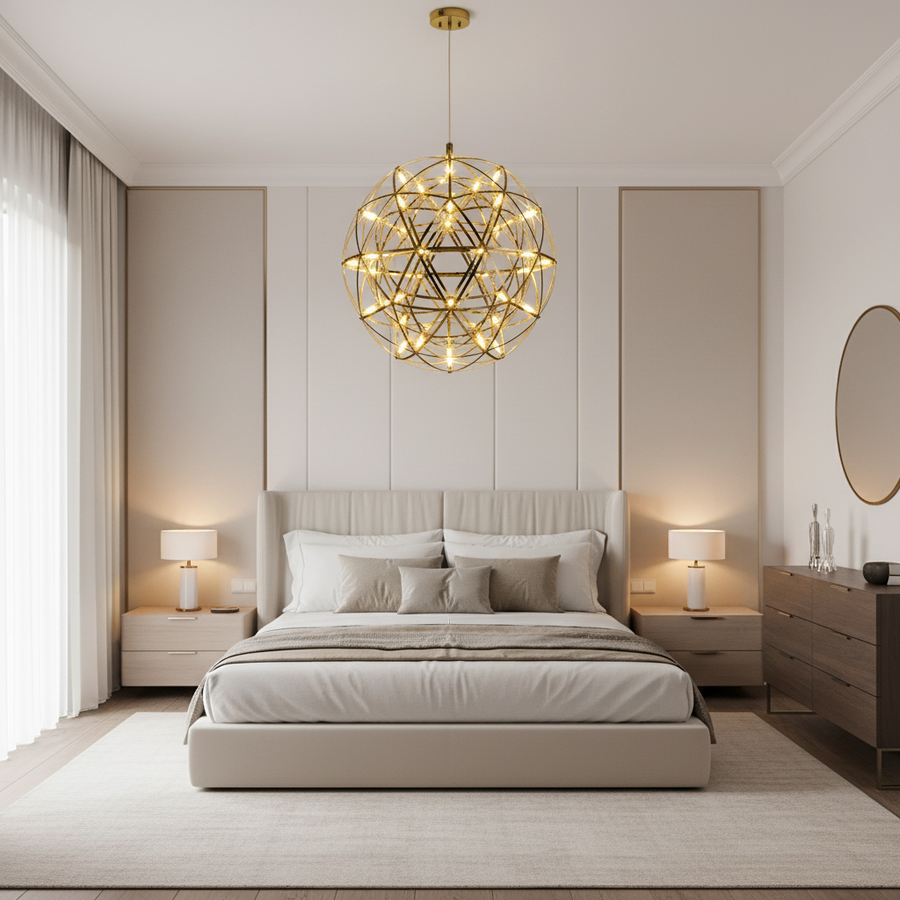 Krištáľový LED luster KILKENNY Culmino, 144W, neutrálne svetlo, priemer 60 cm, zlatý