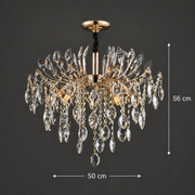 Krištáľový luster PALERMO Eleganza 5xE14, Priemer 50cm, Zlatý