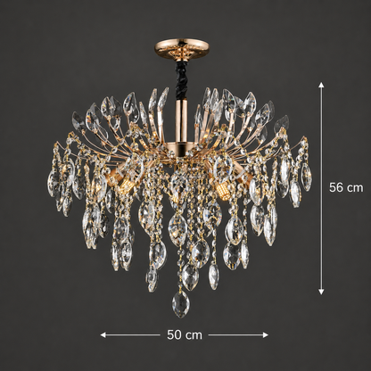 Krištáľový luster PALERMO Eleganza 5xE14, Priemer 50cm, Zlatý
