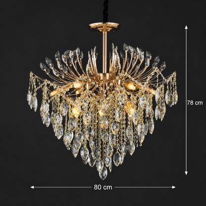 Krištáľový luster CC9313/12FGD, 12x E14, Priemer 50cm, Zlatý