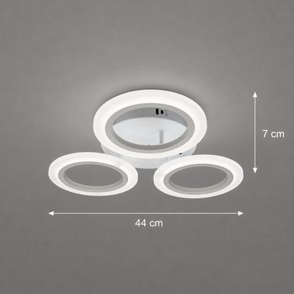 VEĽKÝ 27W LED luster, 3 kruhy, neutrálne svetlo, biely
