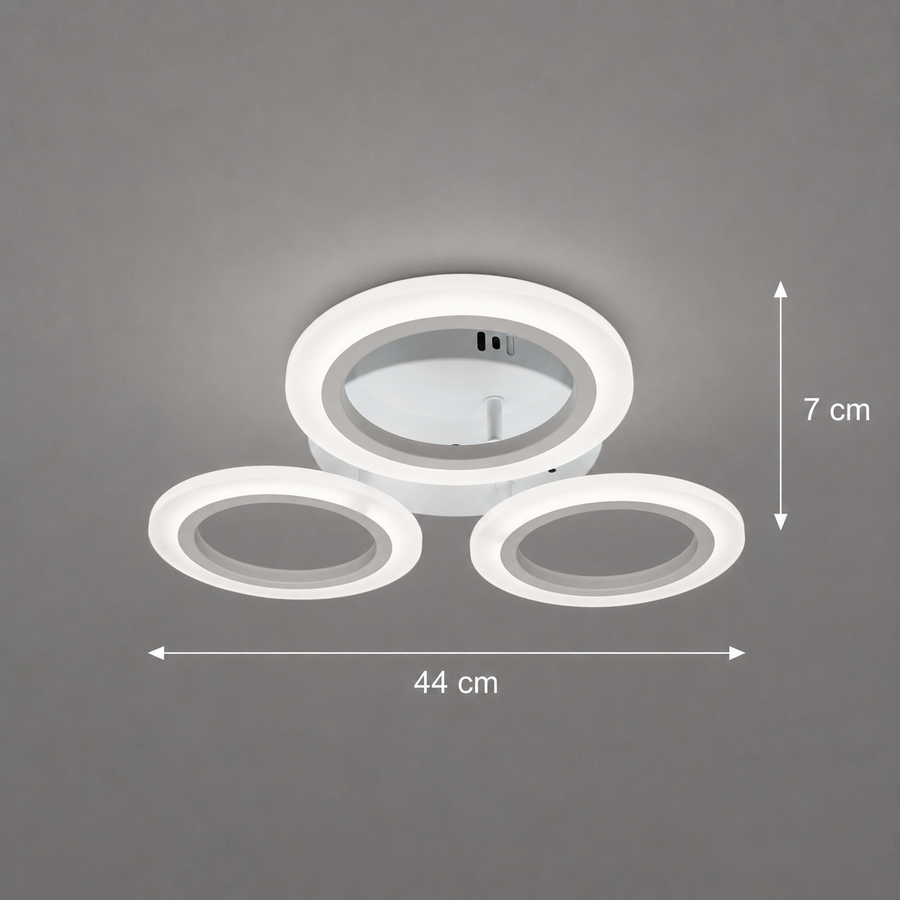 VEĽKÝ 27W LED luster, 3 kruhy, neutrálne svetlo, biely