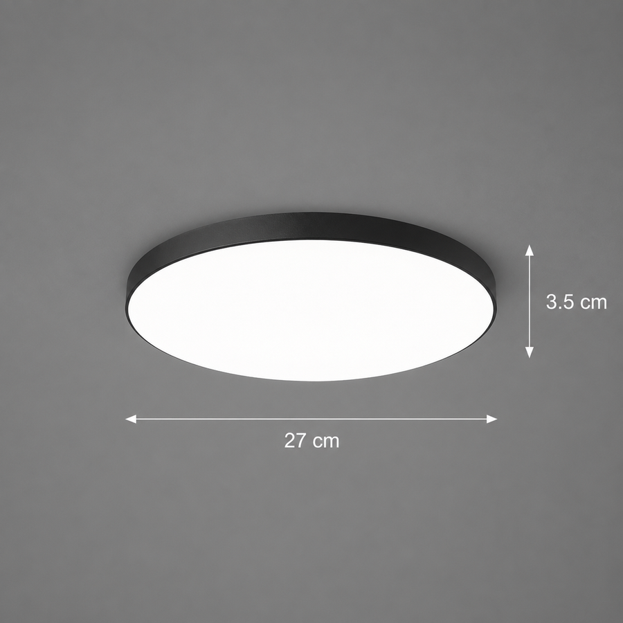 SOLIS LED stropné svietidlo 27cm 20W studené svetlo, čierne