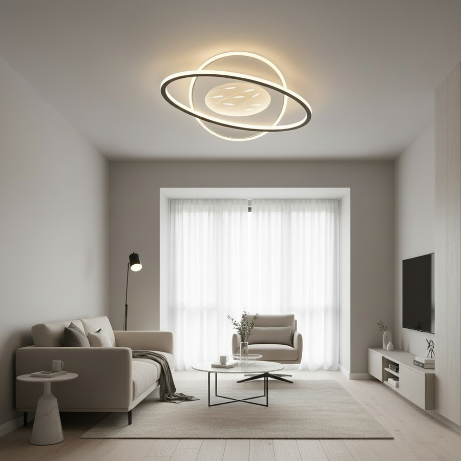LED luster s diaľkovým ovládaním VOLTA 125W, oválny, studené/teplé/neutrálne svetlo, stmievateľné, čierny