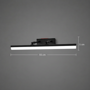 LED nástenné svietidlo, MALAWI, 6W, lineárne, teplé/neutrálne/studené svetlo, čierna