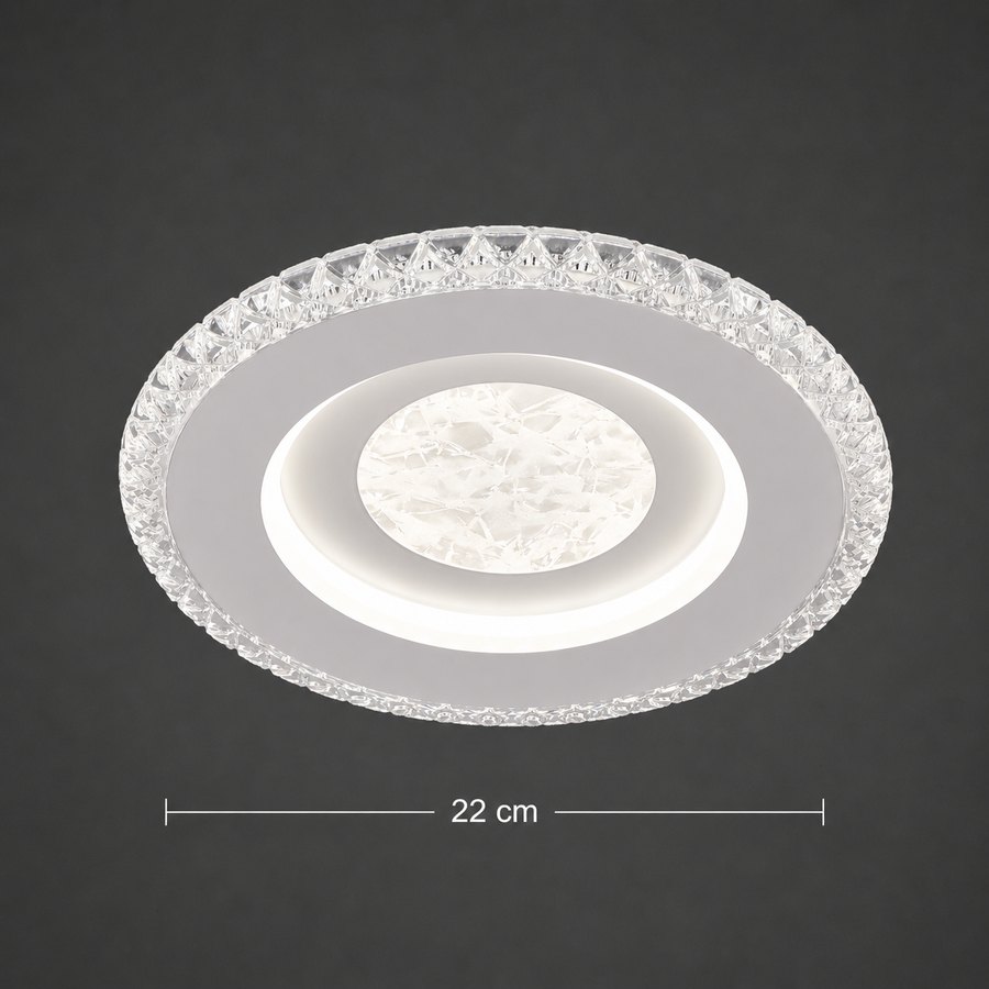 Lustra LED ALAJA, 33W, Diametru 22cm, Lumina Calda/Neutra/Rece, Alb, Metal si Acril