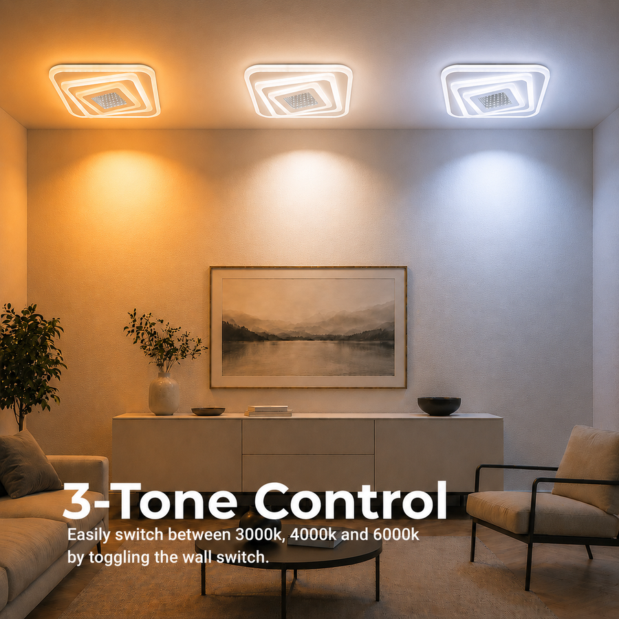 LED luster NEXA 3D 46W, štvorcový, studené/teplé/neutrálne svetlo, biely