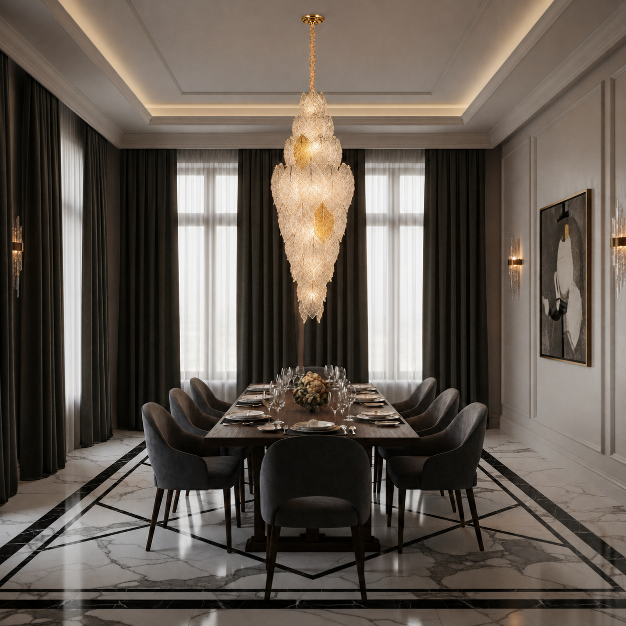 Candelabru Cristal LACE Supremo 26xE14, Diametru 60cm, Inaltime 180cm, Auriu Lucios, Inaltime Reglabila, Design Elegant Candelabre Cristal Default Title Alessandro Design