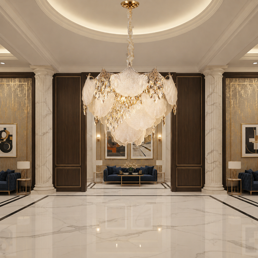 Candelabru Cristal LUXE Magno, 21xE14, Diametru 60cm, Inaltime 40cm, Auriu Lucios, Inaltime Reglabila, Design Elegant Candelabre Cristal Default Title Alessandro Design