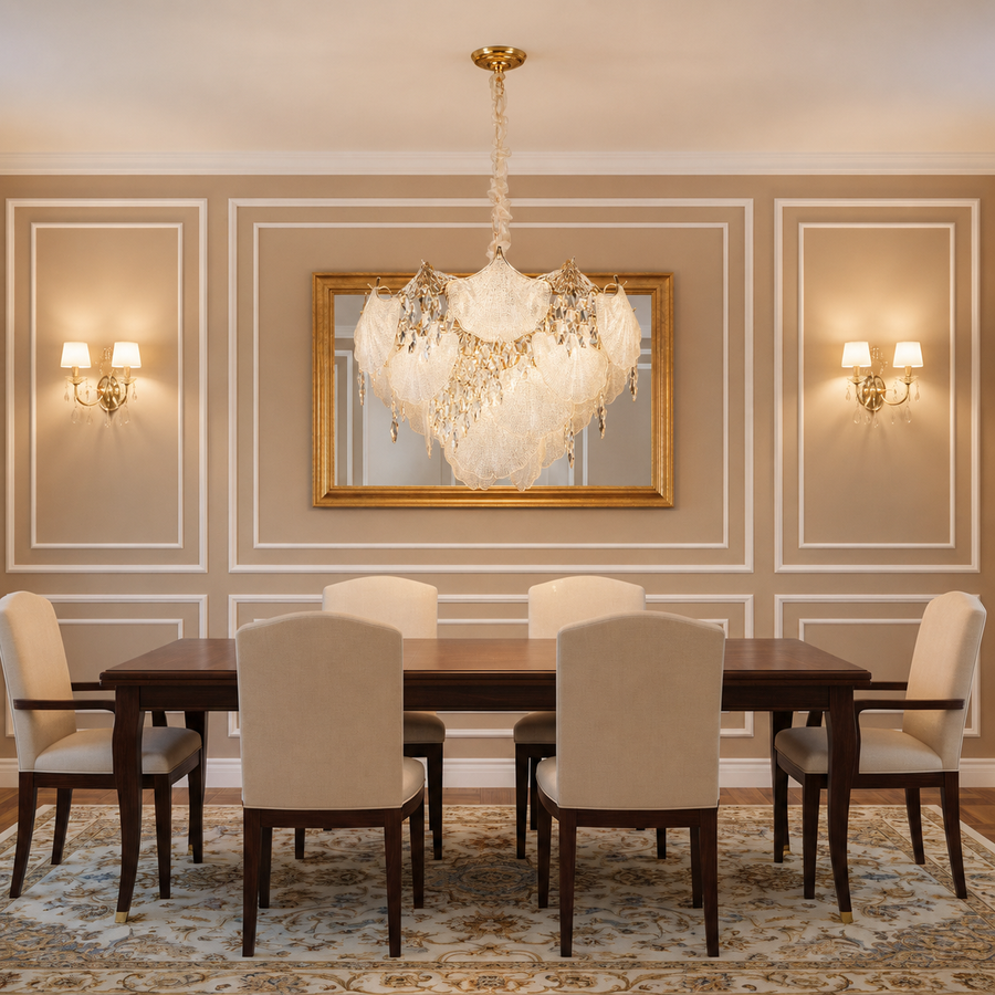 Candelabru Cristal LUXE Magno, 21xE14, Diametru 60cm, Inaltime 40cm, Auriu Lucios, Inaltime Reglabila, Design Elegant Candelabre Cristal Default Title Alessandro Design