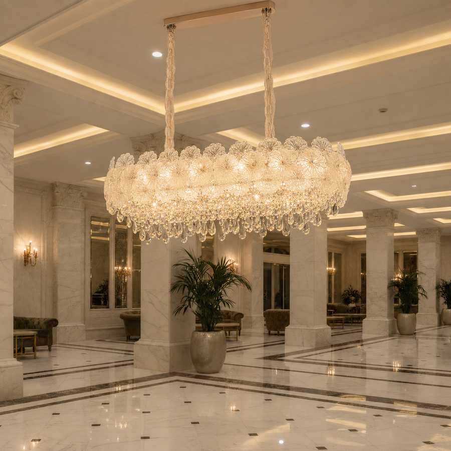 Candelabru Cristal CROWN Supremo 11xE14, Dimensiune 80x30 cm, Inaltime 33 cm, Auriu Lucios, Inaltime Reglabila, Design Elegant Candelabre Cristal Default Title Alessandro Design