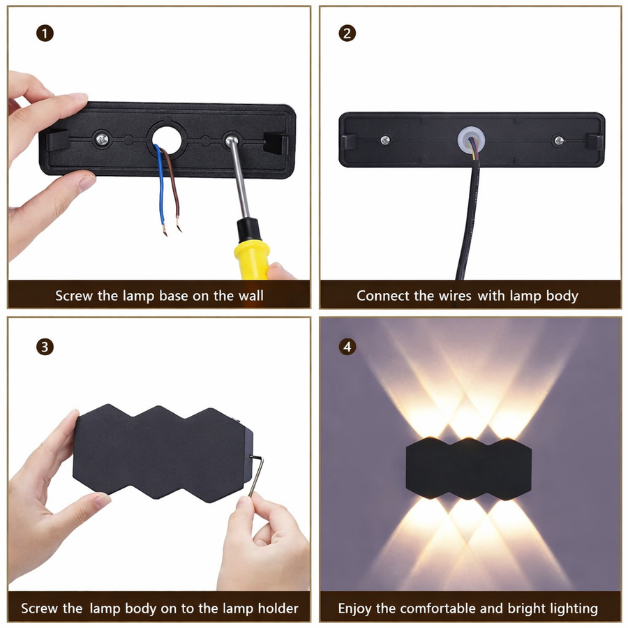 Aplica LED Exterior AX231, 12W, 6 Surse de lumina, Lumina Calda, Negru Aplice de Exterior Default Title Alessandro Design