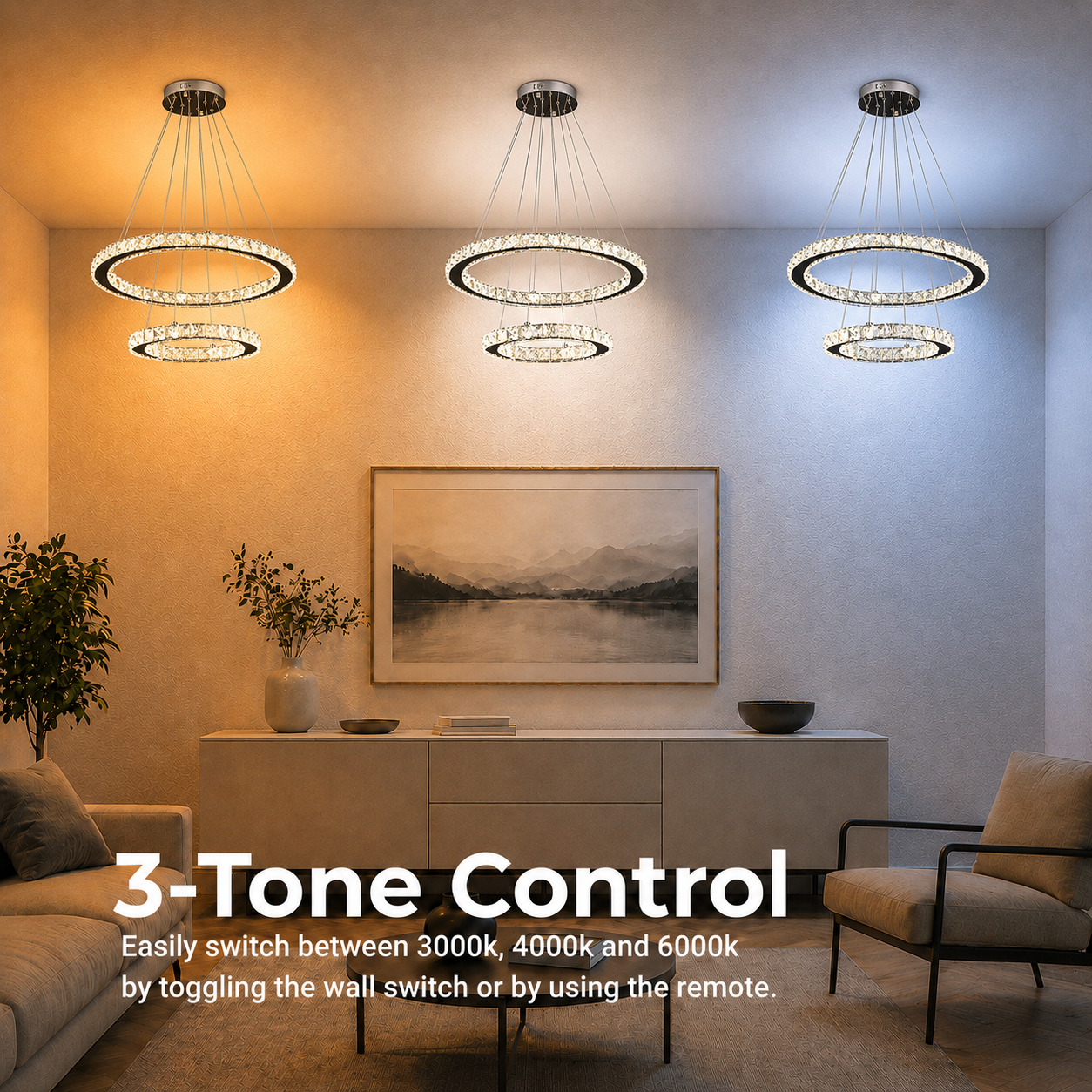 Lustra LED cu telecomanda si cristal PRISM LUMINIS 58W, 2 Cercuri, lumina Rece/Calda/Neutra, Dimabila, Crom si Alb, Inaltime Reglabila Lustre LED cu Telecomanda Default Title Alessandro Design