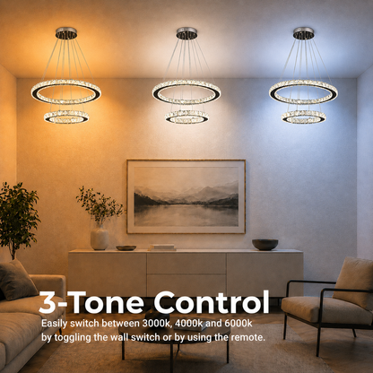 Lustra LED cu telecomanda si cristal PRISM LUMINIS 58W, 2 Cercuri, lumina Rece/Calda/Neutra, Dimabila, Crom si Alb, Inaltime Reglabila Lustre LED cu Telecomanda Default Title Alessandro Design