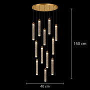 Závesný krištáľový LED luster, Justinian, priemer 60 cm, nastaviteľná výška, zlato, kov a krištáľ