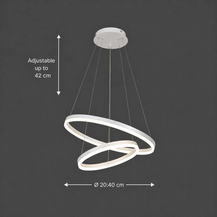 Lustra LED suspendata cu telecomanda CASIANA 41W, 2 Cercuri, lumina Rece/Calda/Neutra, Dimabila, Alb, Inaltime Reglabila Lustre LED cu Telecomanda Default Title Alessandro Design