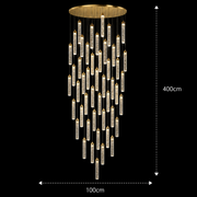 Závesný krištáľový LED luster, Justinian, priemer 60 cm, nastaviteľná výška, zlato, kov a krištáľ