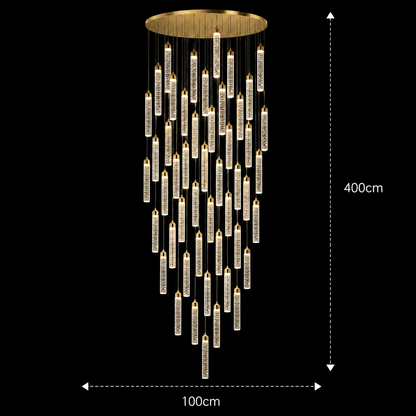 Závesný krištáľový LED luster, Justinian, priemer 60 cm, nastaviteľná výška, zlato, kov a krištáľ
