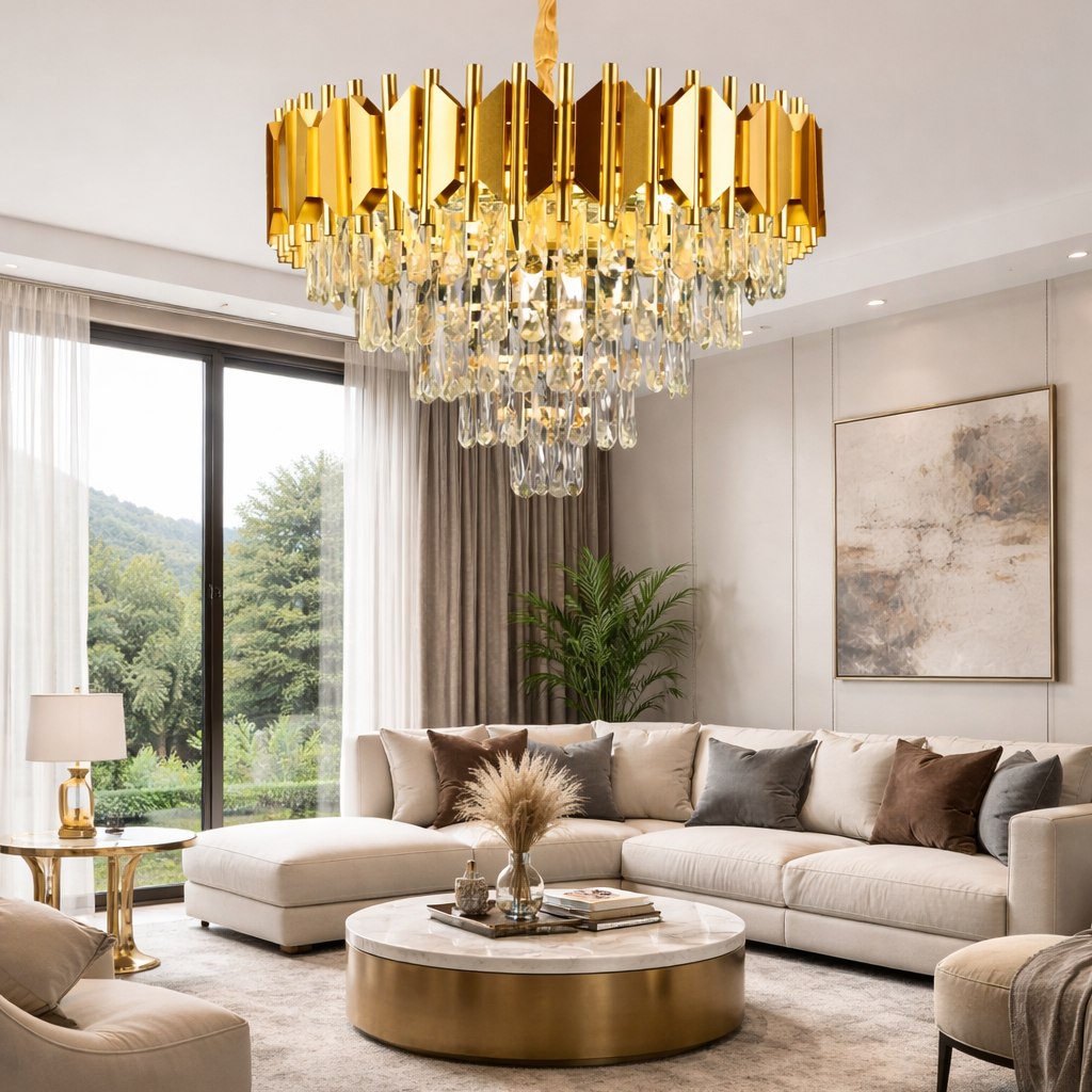 Candelabru Cristal Braylen 8x E14 Diametru 60cm Auriu Candelabre Cristal Default Title Alessandro Design